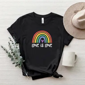 Love Is Love Rainbow Shirt - Customizable T-Shirt for Pride, Equality, and LGBQT+ - Soft Cotton, High-Quality Print, Perfect for Daily Wear and Events