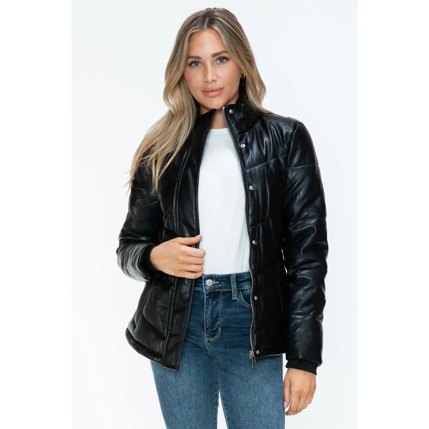 Snobbish Pocketed Zip Up Turtleneck Puffer Jacket