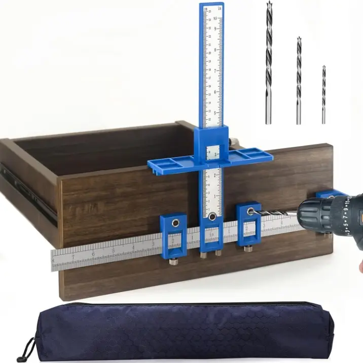Cabinet Hardware Jig – Handle Jig Tool for Pulls, Knobs on Drawers & Doors, Doweling Guide Wood Drilling Set