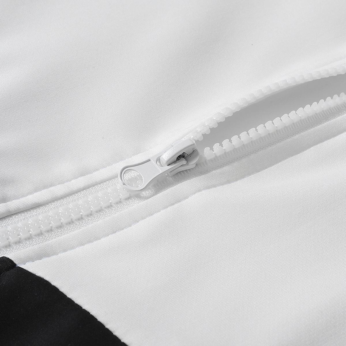 Men's Casual Hooded Jacket and Jogger Pants Set - Colorblock Design, Polyester Fiber, Machine Washable - Ideal for Spring and Autumn, Casual Style, Regular Fit, Spring and Autumn