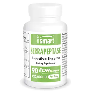 Supersmart - Serrapeptase 120000IU per Day (High Potency) - Bioactive Proteolytic Enzyme - Serratia Peptidase Supplement | Non-GMO & Gluten Free - 90 DR Capsules