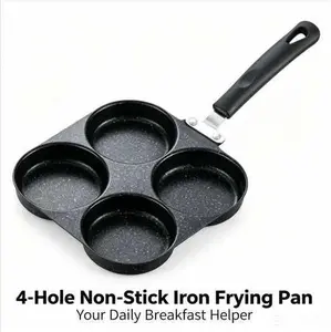 4-Cup Non-Stick Egg Frying Pan, Granite Coated Pancake Griddle Pan, Multi-Hole Breakfast Skillet for Fried Egg, Omelet, Burger, Bacon, Compatible with Gas & Induction Stove
