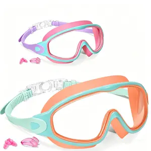 Kids Swim Goggles, adult large-frame swimming goggles, high-definition anti-fog adjustable swimming goggles, electroplated swimming glasses