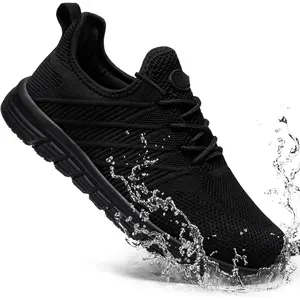 Non Slip Work Shoes for Women Slip On Sneakers Water Resistant Shoe Slip Resistant Food Service Zapatos Antideslizantes para Mujer, Black US 5-11
