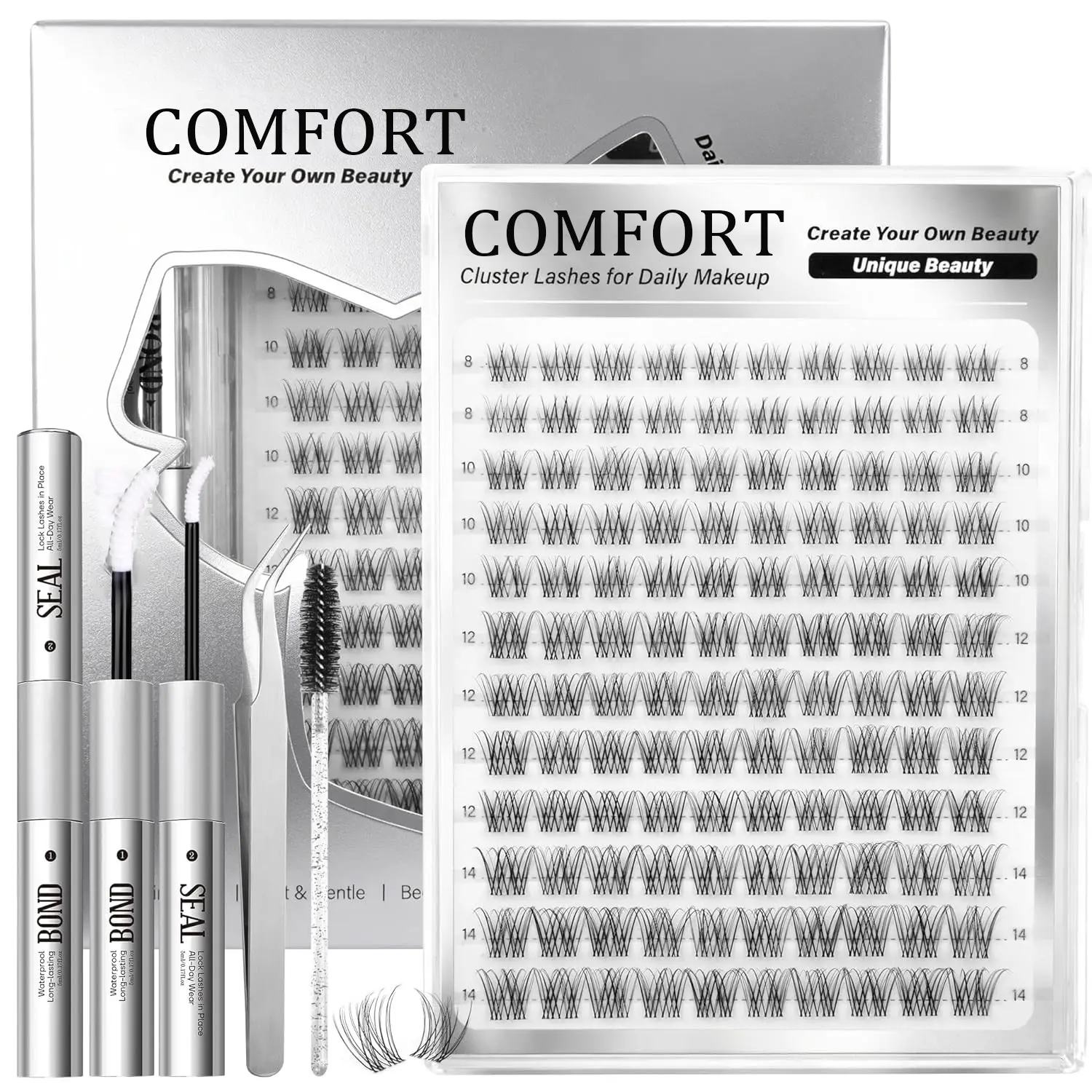 120-Piece Short Eyelash Cluster Set, Cosmetic False Lashes, Fine Lashes Kit, 8-14mm Venus Lash Clusters, Dense Curl Individual Lashes, Daily Makeup Natural Lashes, Cosmetic