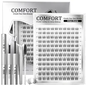 120-Piece Short Eyelash Cluster Set, Fine Lashes Kit, 8-14mm Venus Lash Clusters, Dense Curl Individual Lashes, Daily Makeup Natural Lashes
