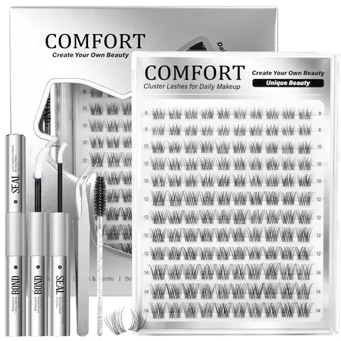 120-Piece Short Eyelash Cluster Set, Cosmetic False Lashes, Fine Lashes Kit, 8-14mm Venus Lash Clusters, Dense Curl Individual Lashes, Daily Makeup Natural Lashes, Cosmetic