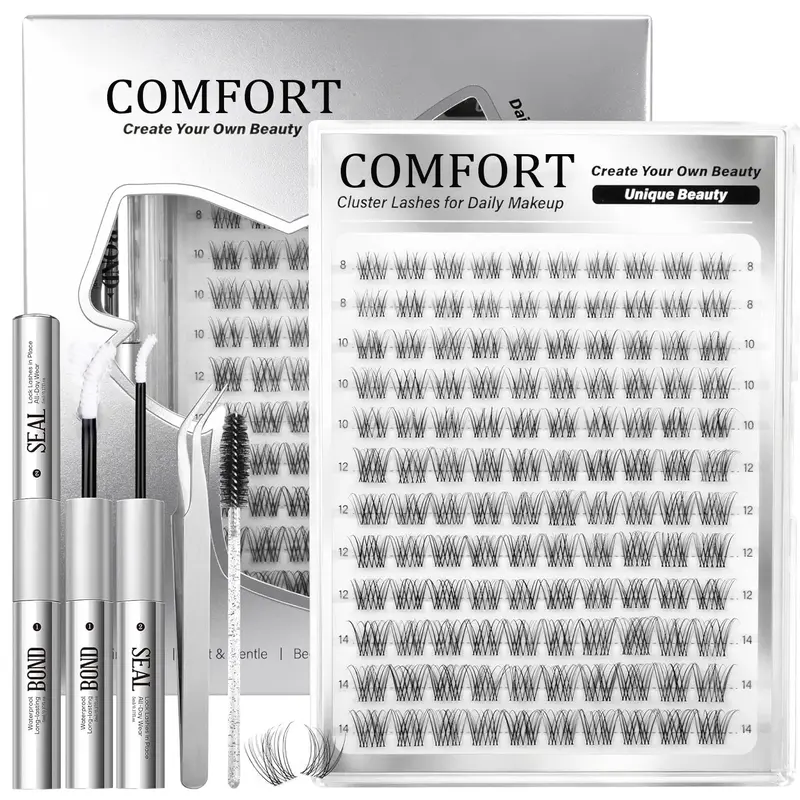 120-Piece Short Eyelash Cluster Set, Cosmetic False Lashes, Fine Lashes Kit, 8-14mm Venus Lash Clusters, Dense Curl Individual Lashes, Daily Makeup Natural Lashes, Cosmetic