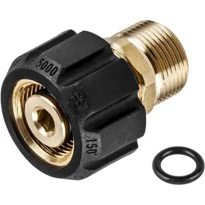 Washer Adapter, M22 15mm Female Thread to M22 14mm Male Fitting, 5000 PSI Power Washer Hose Coupler, Connect M22 14mm Quick Connect to Power Washer or Accessories with 15mm Outlet/Inlet