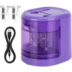 Electric Pencil Sharpener, Double Hole (Purple)