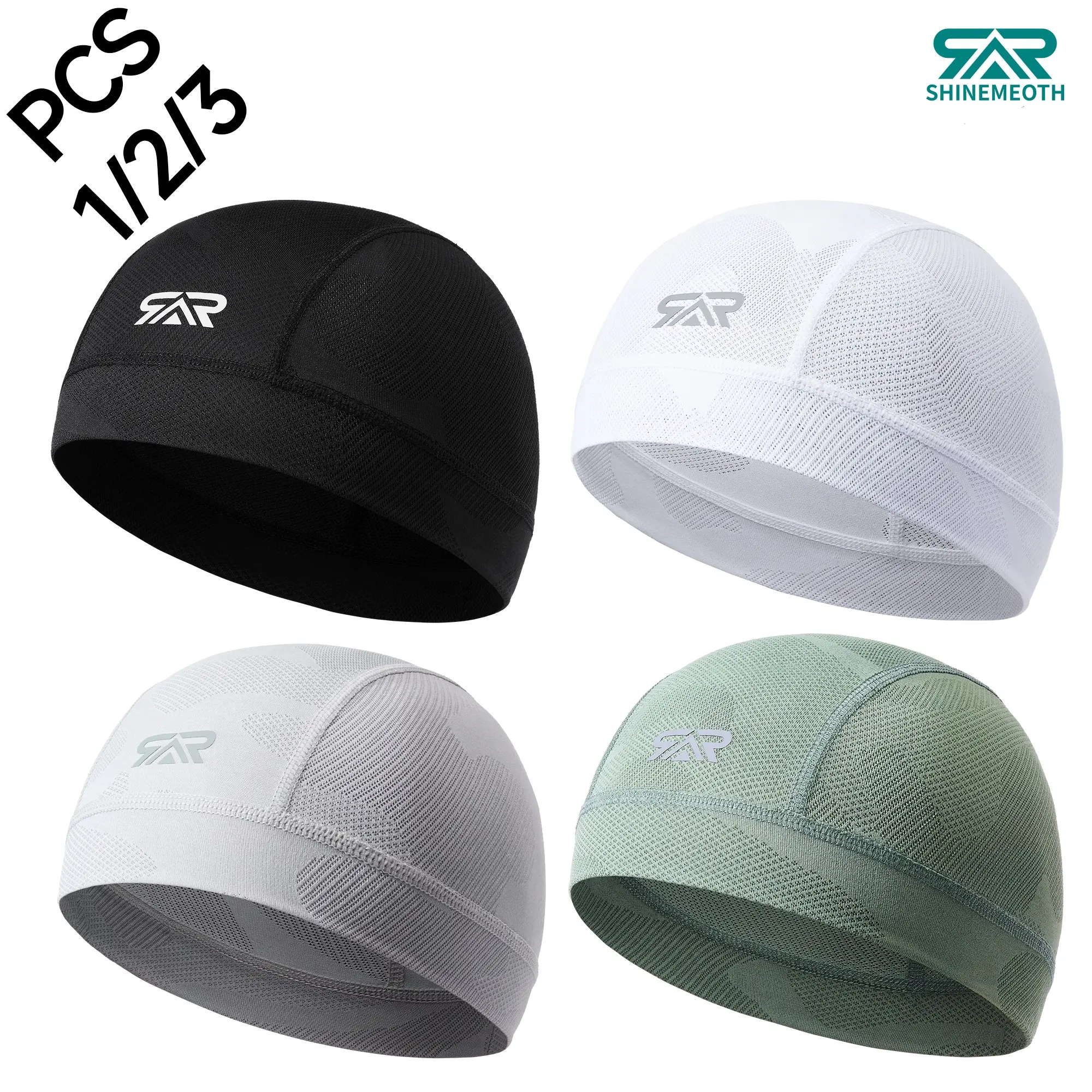 1/2/3 Pcs Cooling Breathable Mesh Skull Cap for Men Women Lightweight Quick Dry Cycling Moto Helmet Hard Hat Liner Camo Breathable Mesh Skull Cap Cooling Moisture‑Wicking Motorcycle Cycling Helmet Liner Hard Hat for Men Women
