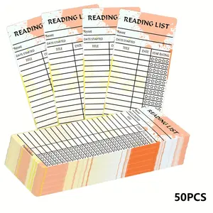 50pcs Reading List Bookmark Set, Bookmarks, Personal Library Index Cards, Vintage Loan Cards, School Supplies