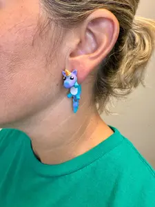 Unicorn Dangle Earrings | Cute Unicorn Dangle Jewelry | Fantasy Statement Earrings | Unicorn Lover Gift | Hypoallergenic 3D Printed