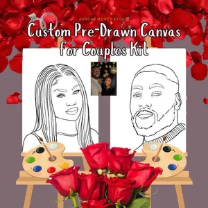 Custom Date Night Pre-Drawn CANVAS KIT | Couples Painting | DIY Sip and Paint | Anniversary for Him & Her| Fun Date Night Activity Kit