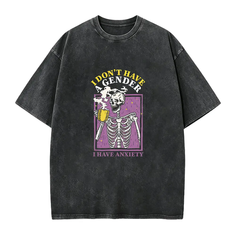 Non Binary Pride Shirt, Genderqueer Skeleton Tee, Anxiety Awareness Gift