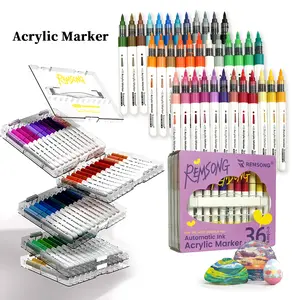 PREFERRED BY ARTISTS Clear Organizer Case Acrylic Marker Set 24/36 Acrylic Paint Pens Vibrant Acrylic Markers -Perfect for Art & DIY Projectsafe & Wood Crafts & TikTok Viral DIY Projects