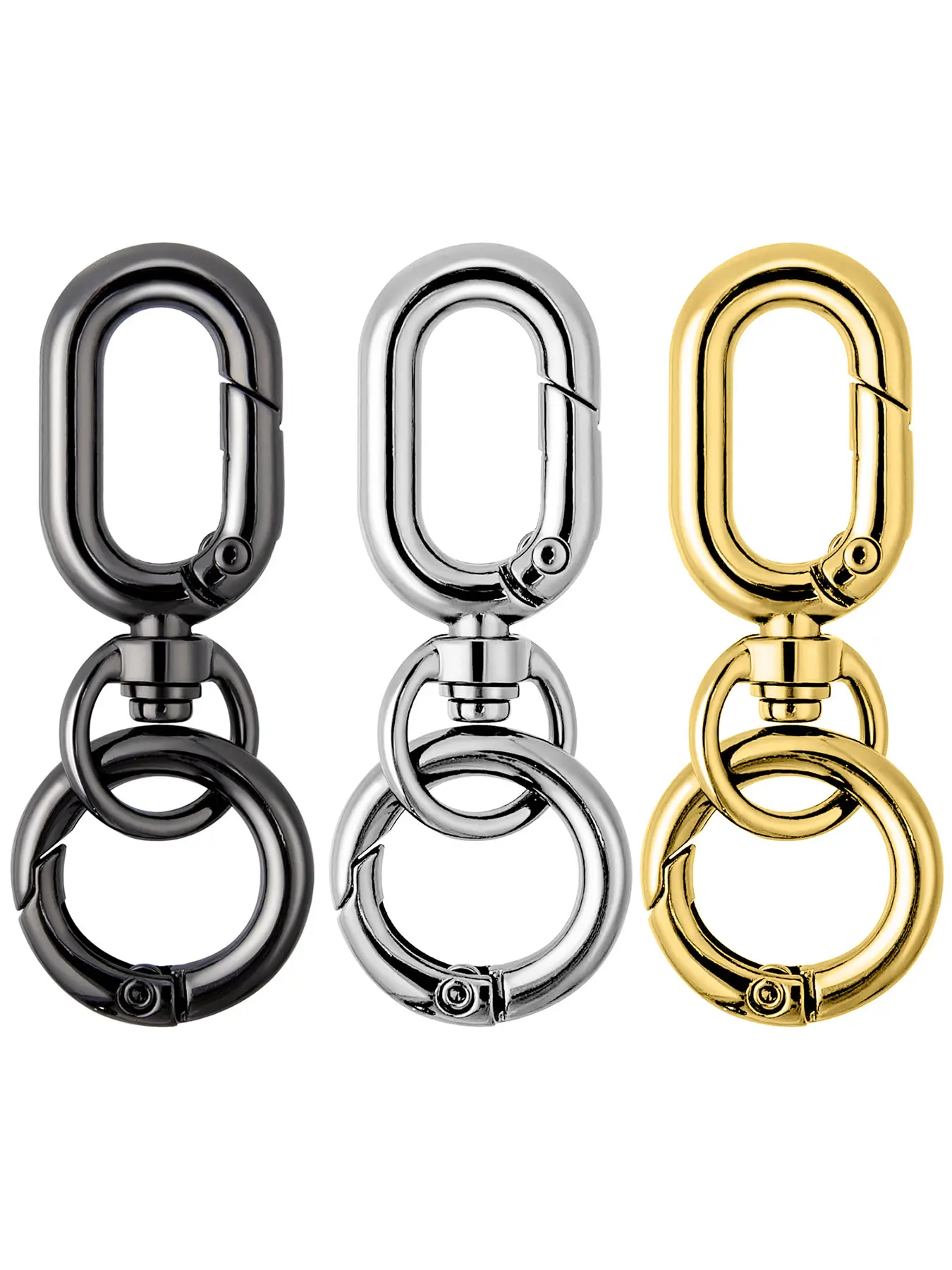 2Pcs Double Opening Swivel Clasp, Fashion Carabiner, Metal Spring Snap Hooks Open Buckle Key Chian Clip Ring for Women Keychains