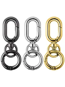 2Pcs Double Opening Swivel Clasp, Fashion Carabiner, Metal Spring Snap Hooks Open Buckle Key Chian Clip Ring for Women Keychains