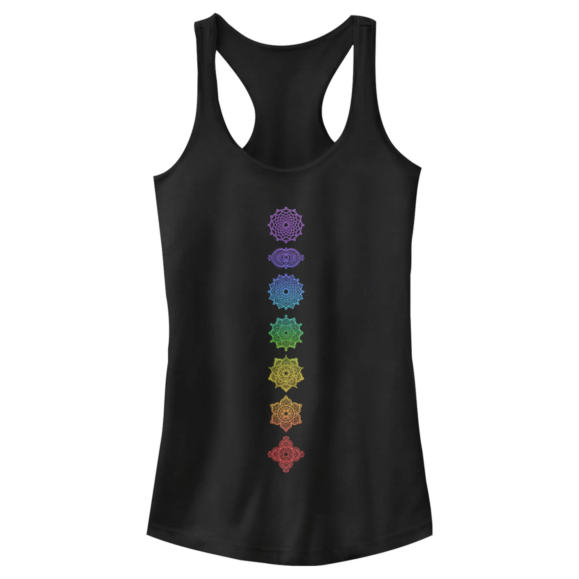 Juniors Womens Lost Gods Stacked Chakra Racerback Tank Top