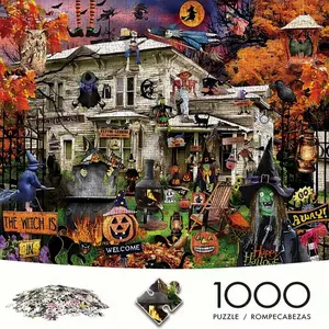 Adult Mini Puzzle Box (1000-Piece), Haunted Halloween House, High-Quality Stress Relief Game, DIY Home Decor, Creative Gift Idea