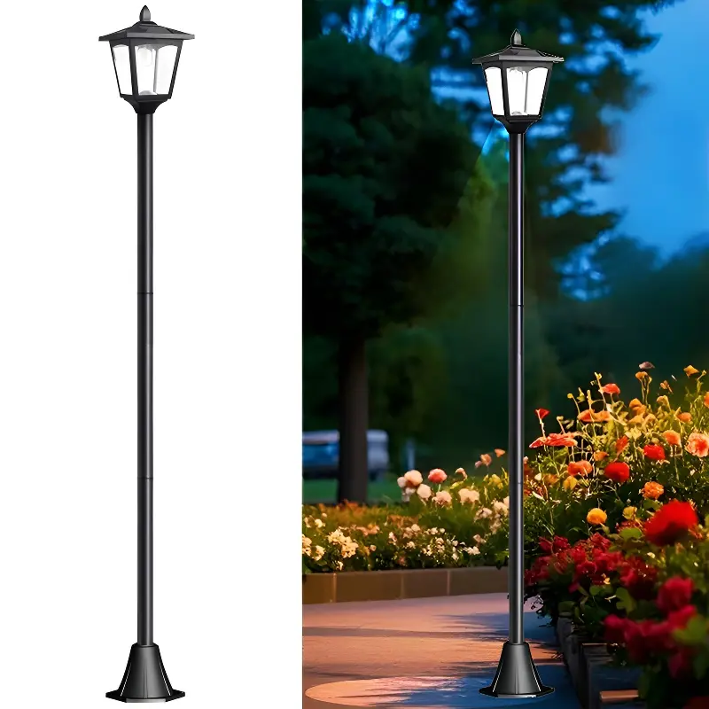 Christmas 67" Solar Lamp Post Lights Outdoor 50 Lumens, Solar Powered Vintage Street Lights for Garden, Lawn, Pathway, Driveway, Front/Back Door