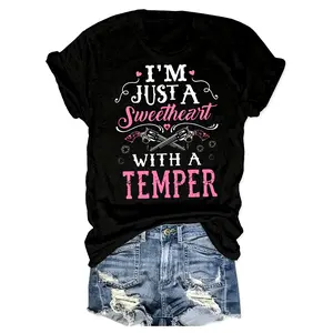 Casual Short-Sleeve Round-Neck T-Shirt with a Western Letter Print, Perfect for Spring And Summer, Designed for Women