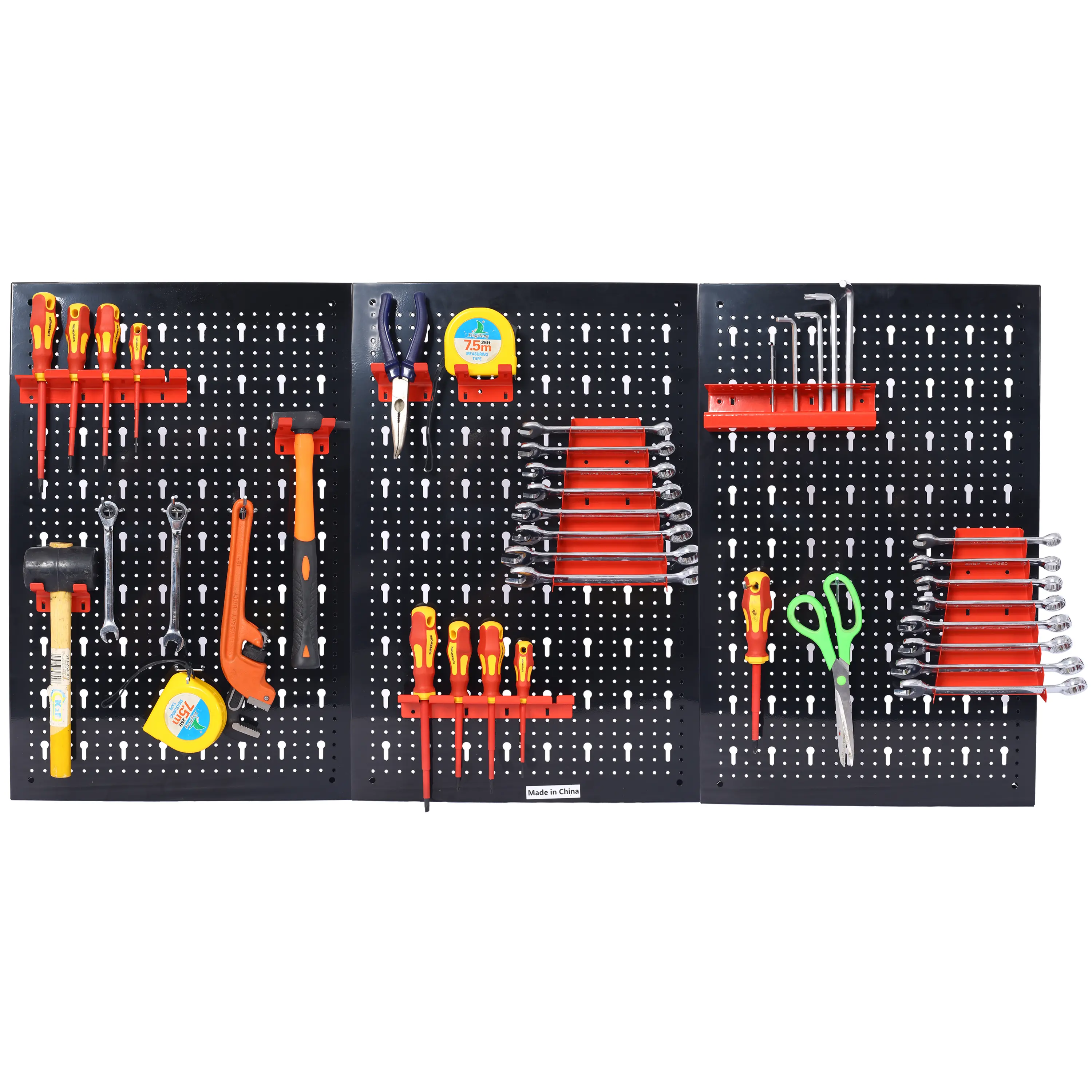Garage Pegboard Wall Storage - Heavy Duty Tool Rack with Adjustable Hooks Kit, No Drill Space Saving Organizer for Workshop/Craft Room