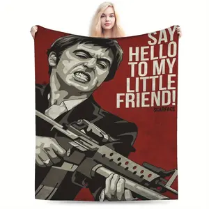 Scarface Tony Montana “Say Hello To My Little Friend!” Printed Flannel Throw Blanket