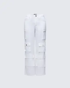 Chima White Cargo Twill Pant
