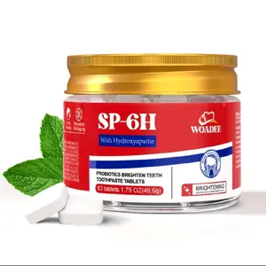 WOADEE SP-6H Hydroxyapatite Toothpaste Tablets, Deep Cleaning Peppermint Fresh Breath, Portable Travel Size, 62 Counts