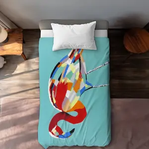 360 stand Abstract Red Microfiber Twin Extra Long Duvet Cover - Artistic Look, Machine Washable Bedding Linen for Twin Size Beds, Home Decor Textile, Color-Accented Duvet Covers, Extra-Long Duvet Covers