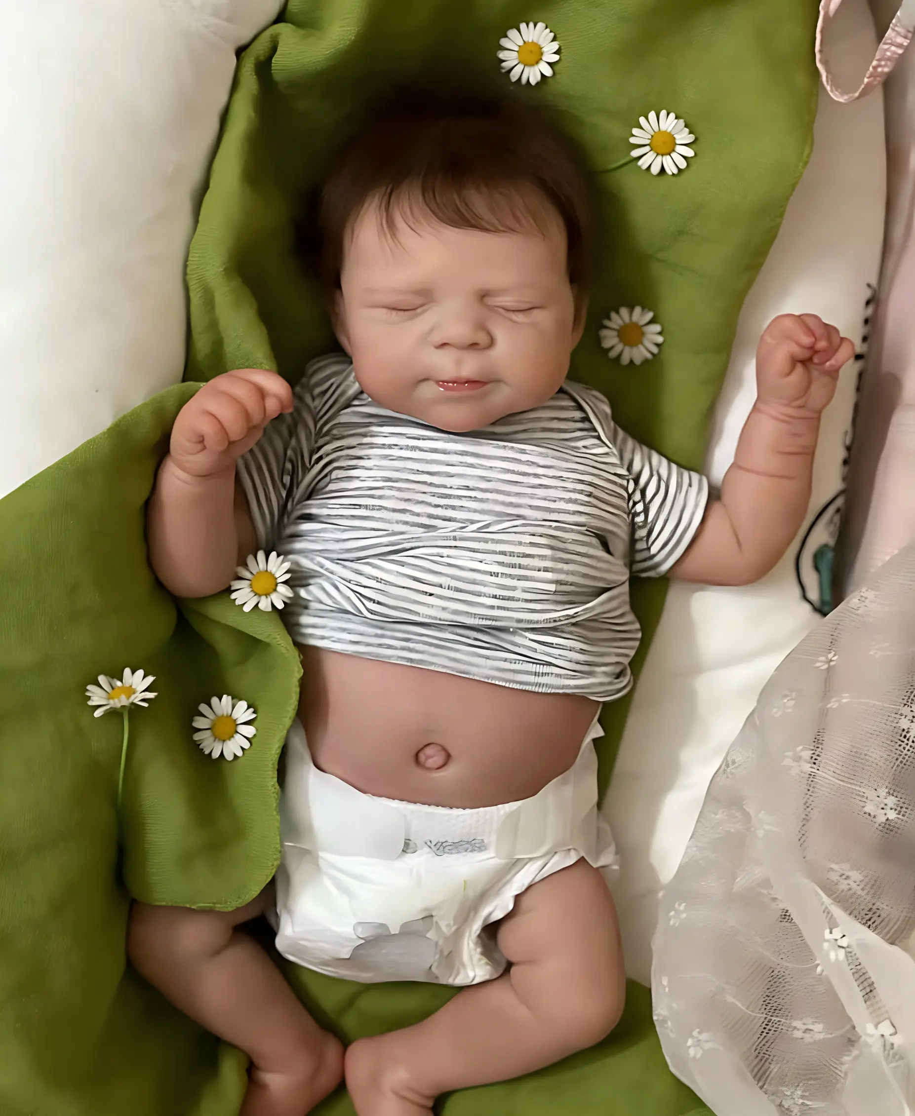 Reborn Pascale Baby Girl Doll - Realistic Newborn Sleeping Style, Full Vinyl Body, Rooted Brown Hair, Closed Eyes, Premium Pacifier, Kids' Gift Set, Dolls Gifts, Reborn Baby Doll