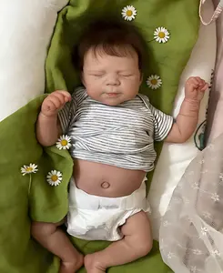 Reborn Baby Girl Doll Pascale Full Vinyl Body with Rooted Brown Hair Sleepping Closed Eyes Doll Premium Pacifier Realistic Gift Set for Kids Stuffed Animal Dolls Gifts