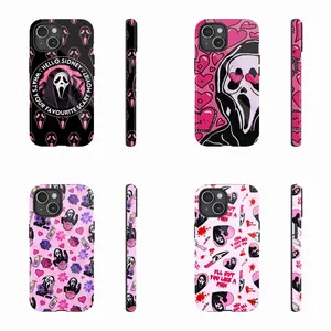 Halloween Pink G-Ghostface Horror S-Scream Mobile Phone Case for iPhone 16 Pro Max, PBT+TPU Shock-Absorbing Dual-Layer Case, Works with iPhone 16/15/14/13/12/11 Pro Max/Plus