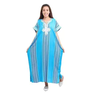 Moroccan Caftans Women Linen Handmade Small to Large Turquoise
