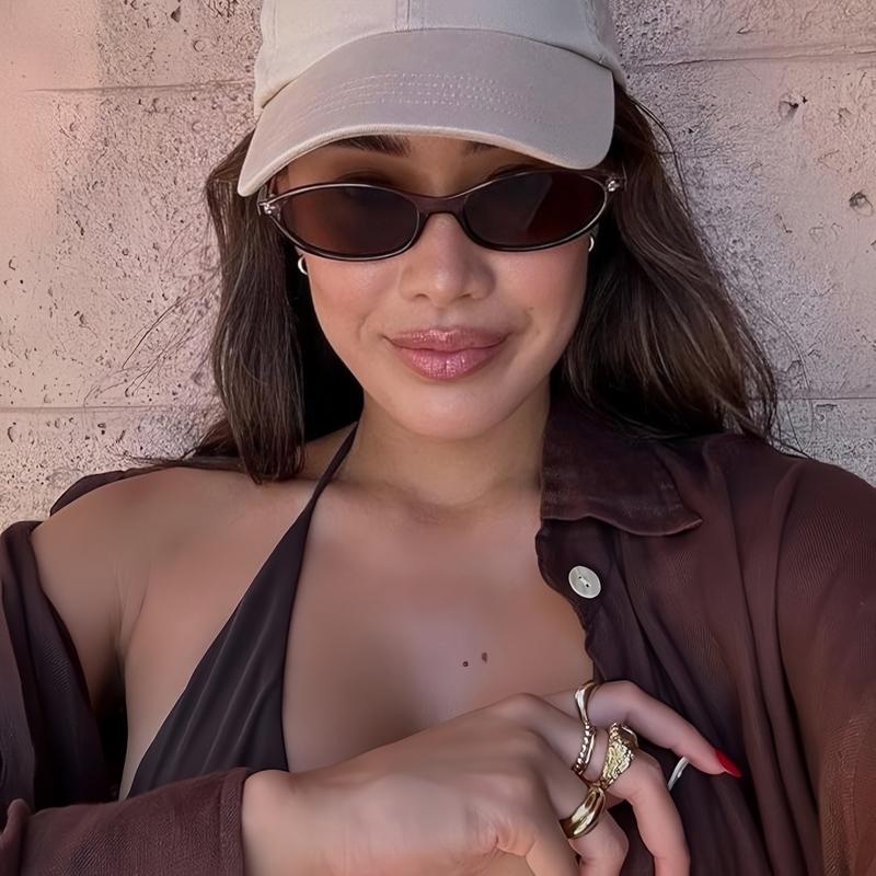 〖Summer Turn Up〗3 PCS Retro Oval Sunglasses for Women Chic Cat Eye 90s Sunnies Lightweight Narrow Shades Trendy UV Protection Sunglasses Vintage Rich Girl Sunglasses Women Sunglasseswomen