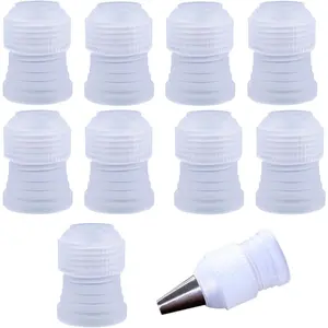 BronaGrand 10pcs Plastic Standard Couplers Pipe Tip Coupler Cake Decorating Couplers for Icing Nozzles,White