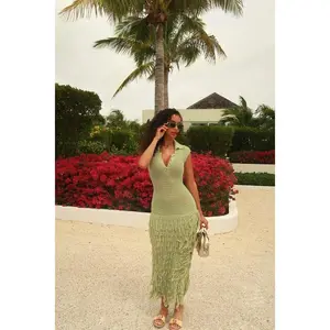 Catalina Crochet Maxi Dress - Green C