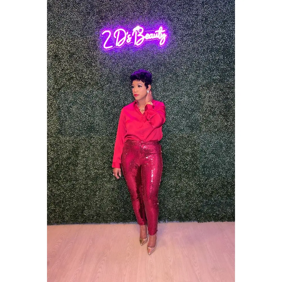 Burgundy Sequin Pants