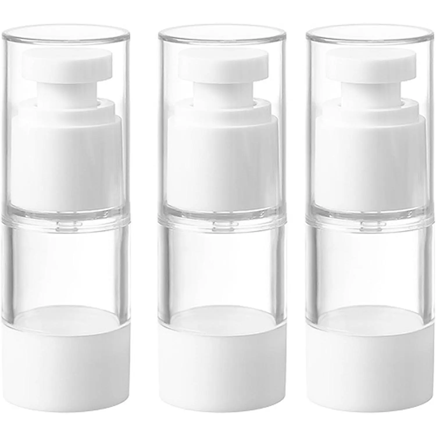 3 Pack Airless Pump Bottles 0.5 oz Travel Size Pump Bottle Lotion Container Refillable  Pump Dispensers for Foundation Moisturizer Shampoo Toiletry (SN-15)