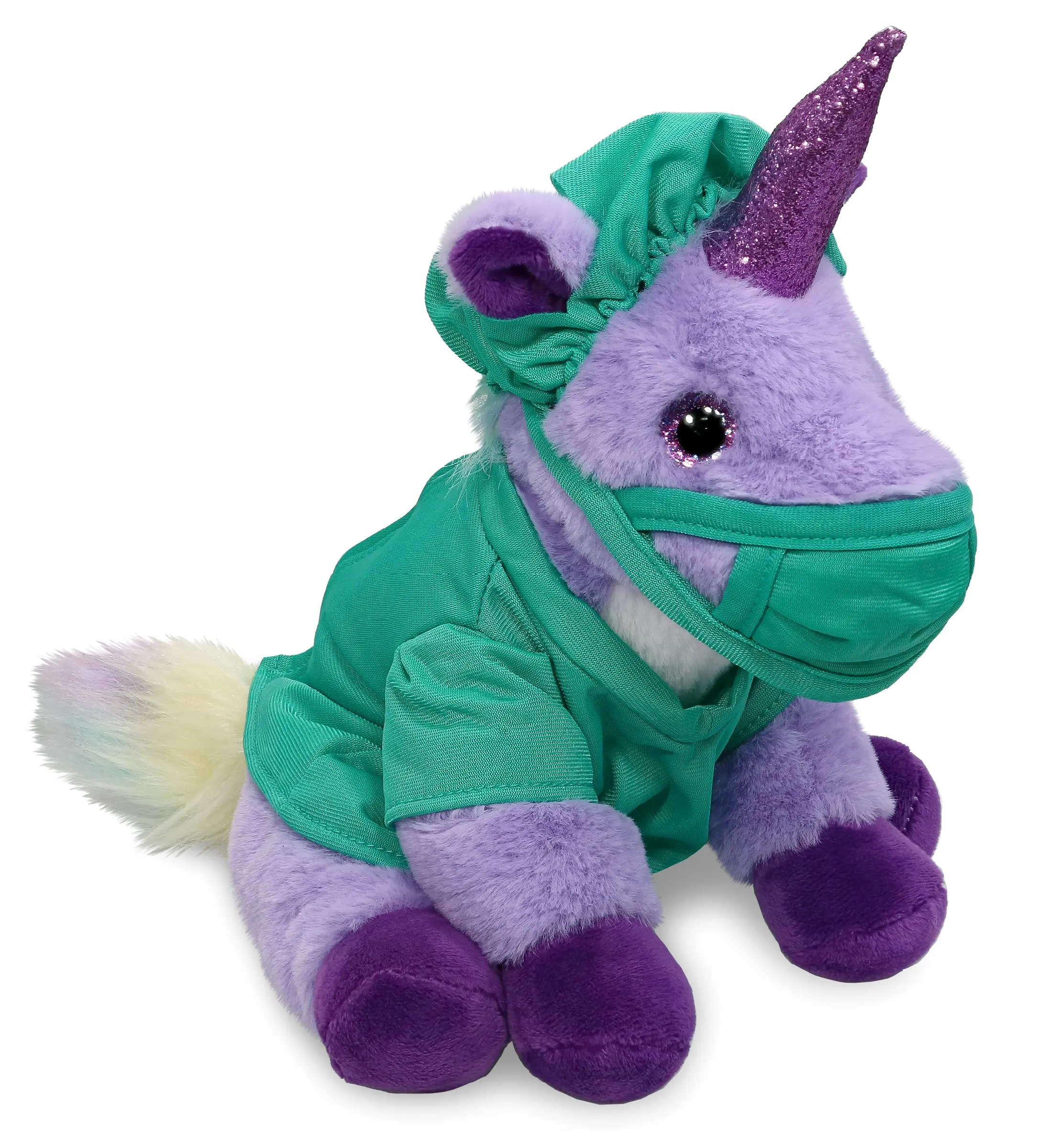 DOLLIBU Purple Unicorn Doctor Dress Fluffy Unicorn Stuffed Toy - Super-Soft Plush Figure, 9" Cota-Made Stuffed Toy for Ages 0+, Fluffy Stuffed Toys, Unicorn Stuffed Toys