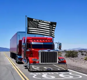 American Flag Iron Worker Design Outdoor Yard Garden Flag Double Sided Weather Resistant