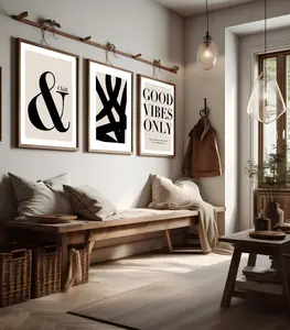 Neutral Abstract Art Prints, Modern Art, Abstract Art, Good Vides Only, & Chill, Wall Art , Set of 3 Poster, Room Decor