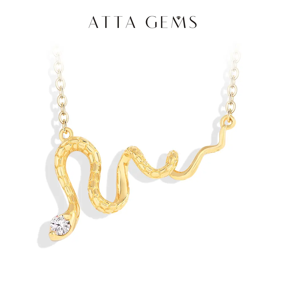 Unisex Whimsical Snake-Shape Synthetic Moissanite Single Gem Necklace, Fine Artificial Gemstone Jewelry for Women, Ideal for Birthday Gifts & Daily Wear, N029 Whimsical Necklace