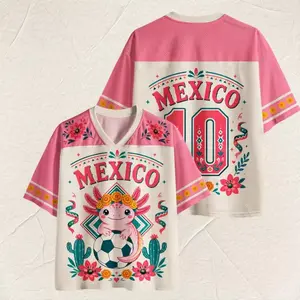 Children and Adults Mexico Vitality 3D Printed Jersey Style Short Sleeved Breathable Fan Match Support Top