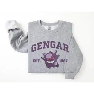 Gengar Sweatshirt, Pkm Characters Sweatshirt, Anime Shirt Gengar Sweatshirt, Pkm Characters Sweatshirt, Anime Shirt