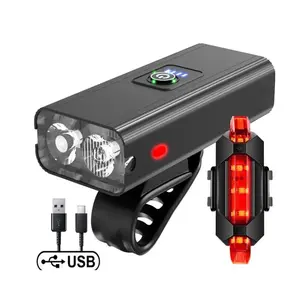 USB Rechargeable Bike Headlight & Taillight Set 6 Modes High Lumens Super Bright Bicycle Lite Waterproof Safety Bike Front & Rearlight for Road, Mountain, Night Riding