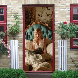 2pcs Vintage Style Bedroom Headboard Wall Sticker European Pattern Self Adhesive Removable Living Room Sofa Background Decorative Decal Bedroom Wall Art Decor Sticker for Home Decoration