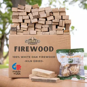 Superior Trading Oak Mini Fire Wood w/Fire Starter Pods, Winter Fireplace Starter, Wood Stove, USDA Cert 4-5” Kiln Dried Firewood, USA Made, 10-11 lbs in Plastic Storage Box