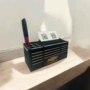 Toolbox Business Card and Pen Holder – Mini Tool Chest Desk Organizer – Perfect Gift for Contractors and Tradesmen